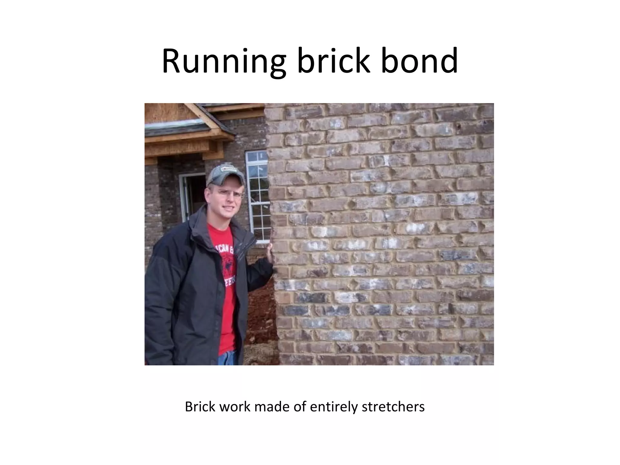 Running brick bond Brick work made of entirely stretchers 