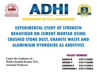 EXPERIMENTAL STUDY OF STRENGTH BEHAVIOUR ON CEMENT MORTAR | PDF