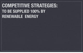 COMPETITIVE STRATEGIES:
TO BE SUPPLIED 100% BY
RENEWABLE ENERGY




                          11
 