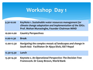 Regional Conference on Risks and Solutions: Adaptation Frameworks for Water Resources Planning, Development and Management in South Asia