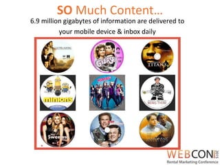 SO Much Content…
6.9 million gigabytes of information are delivered to
your mobile device & inbox daily
 