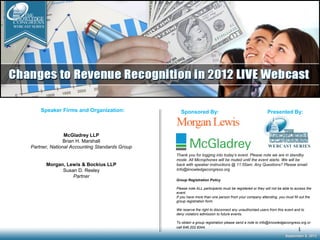Knowledge Congress Revenue Recognition Webcast - Sep. 5, 2012