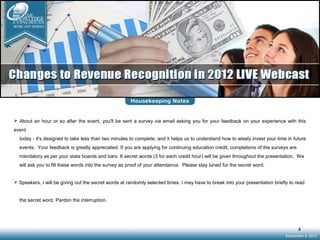 Knowledge Congress Revenue Recognition Webcast - Sep. 5, 2012