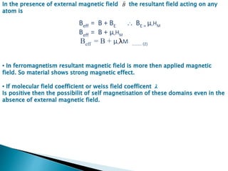 weiss molecular theory of ferromagnetism | PPTX