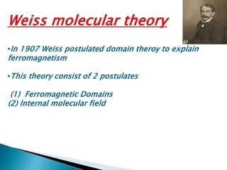 weiss molecular theory of ferromagnetism | PPTX