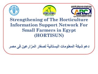 Strengthening of The Horticulture
Information Support Network For
Small Farmers in Egypt
(HORTISUN)
‫مصر‬ ‫فى‬ ‫المزارعين‬ ‫لصغار‬ ‫البستانية‬ ‫المعلومات‬ ‫شبكة‬ ‫دعم‬
 