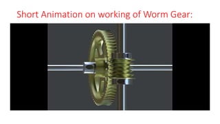 Short Animation on working of Worm Gear:
 