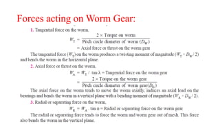 Forces acting on Worm Gear:
 
