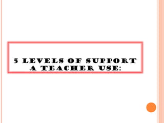 5 LEVELS OF SUPPORT
   A TEACHER USE:
 