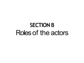 SECTION B
Rolesof the actors
 