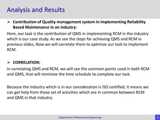 Reliability Centered Maintenance Implementation and Case Study | PPTX