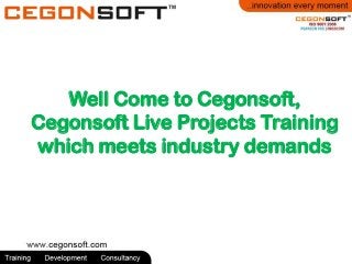 Well Come to Cegonsoft,
Cegonsoft Live Projects Training
which meets industry demands
 