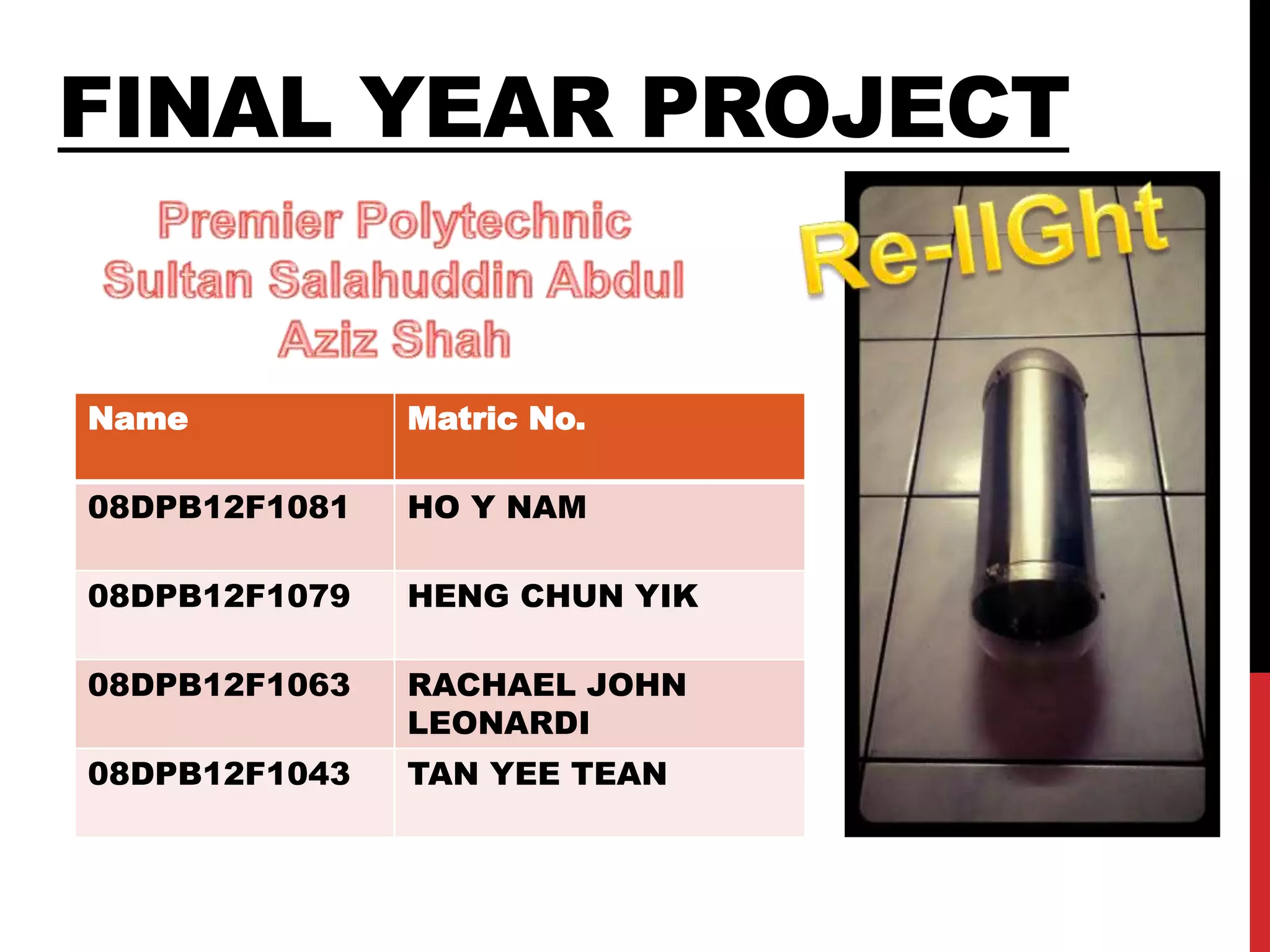 Final year project (Premier Polytechnic Sultan Salahuddin Abdul Aziz ...