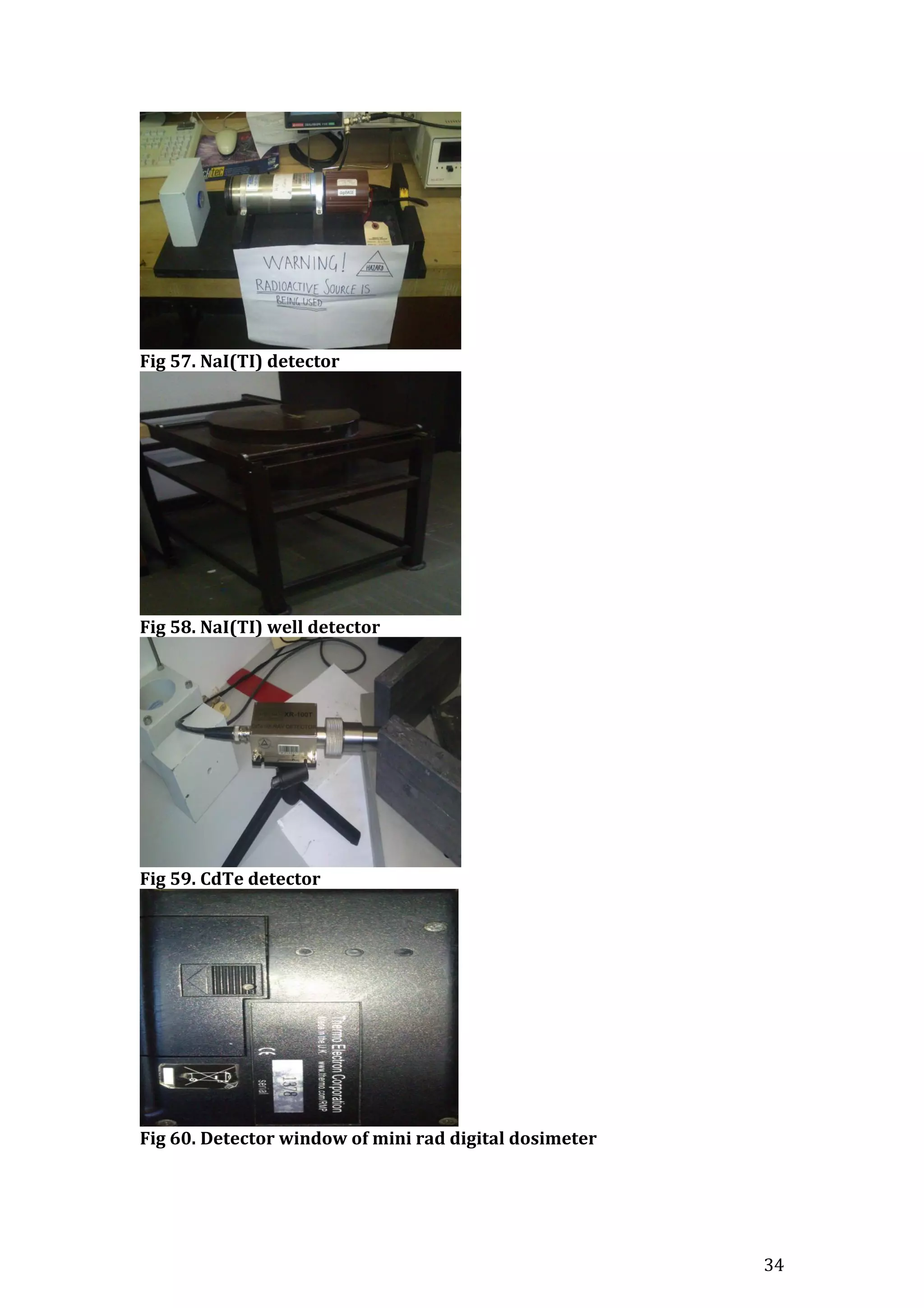 34
Fig 57. NaI(TI) detector
Fig 58. NaI(TI) well detector
Fig 59. CdTe detector
Fig 60. Detector window of mini rad digital dosimeter
 