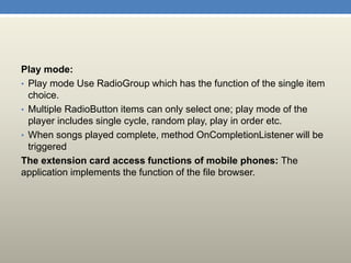 Android Multimedia Player Project Presentation | PPTX