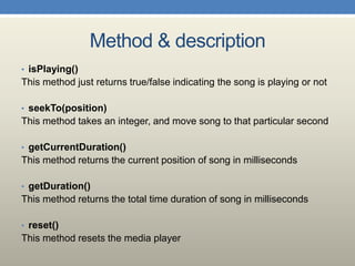 Android Multimedia Player Project Presentation | PPTX