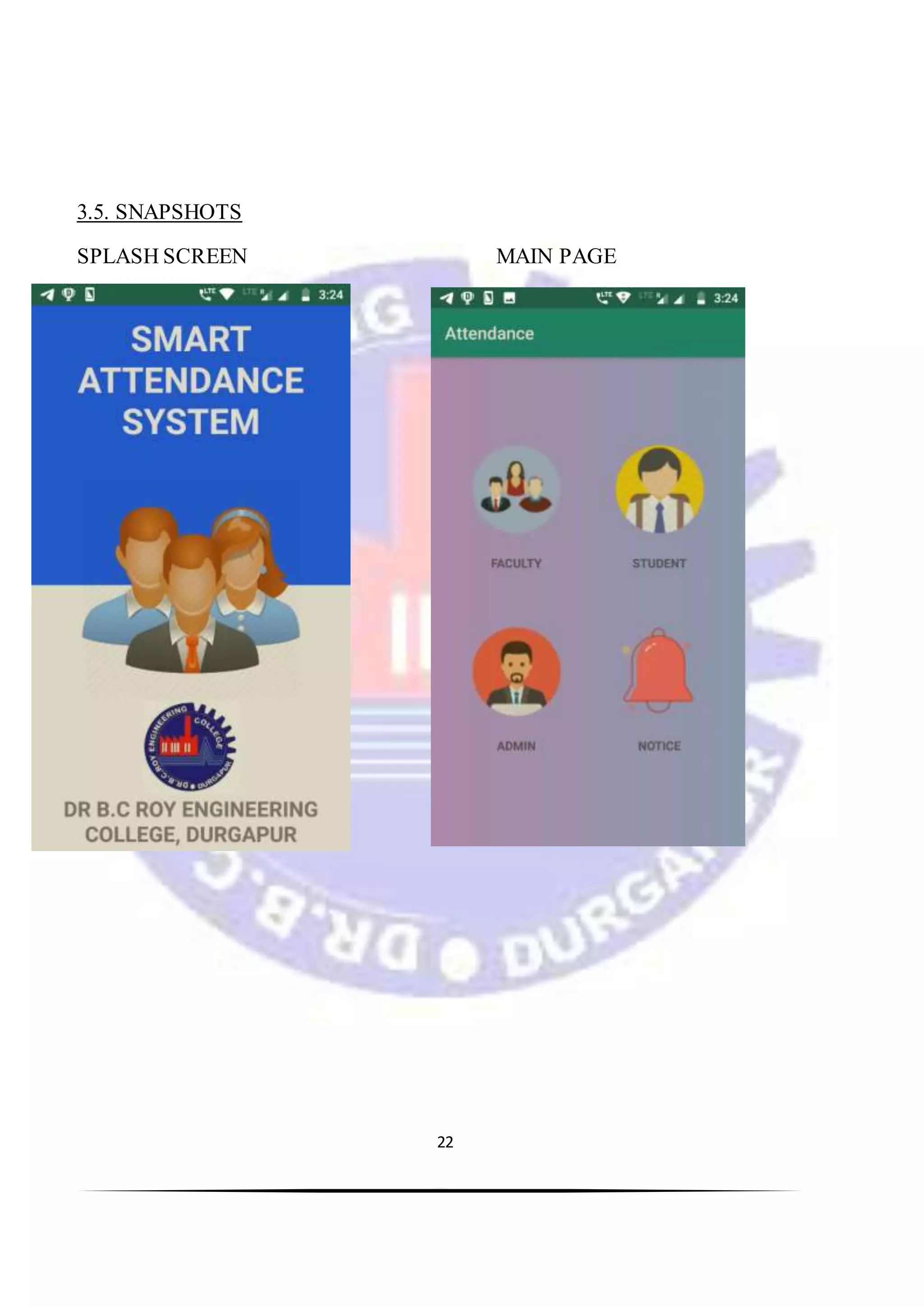 22
3.5. SNAPSHOTS
SPLASH SCREEN MAIN PAGE
 