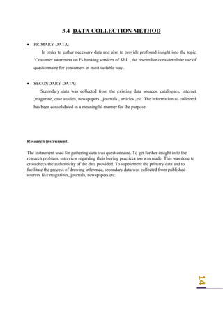 Final year project-Customer Awareness Towards SBI E Banking Services | PDF