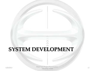 SYSTEM DEVELOPMENT
Final Year Project Presentation -
HinoPak VTMS
136/20/2013
 