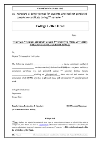 B.E./BTECH Final year project guidelines manual | PDF