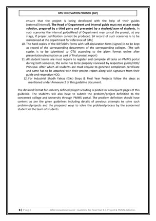 B.E./BTECH Final year project guidelines manual | PDF