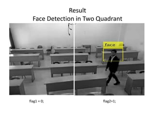 Result
Face Detection in Two Quadrant
flag1 = 0; flag2=1;
 