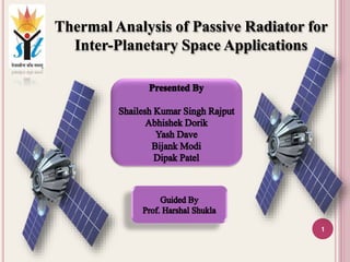 Thermal Analysis of Passive Radiator for
Inter-Planetary Space Applications
1
 