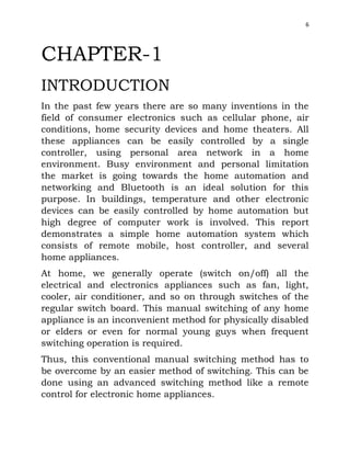 Final year report on remote control of home appliances via bluetooth | PDF