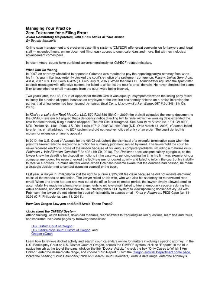 Zero Tolerance For E Filing Error
