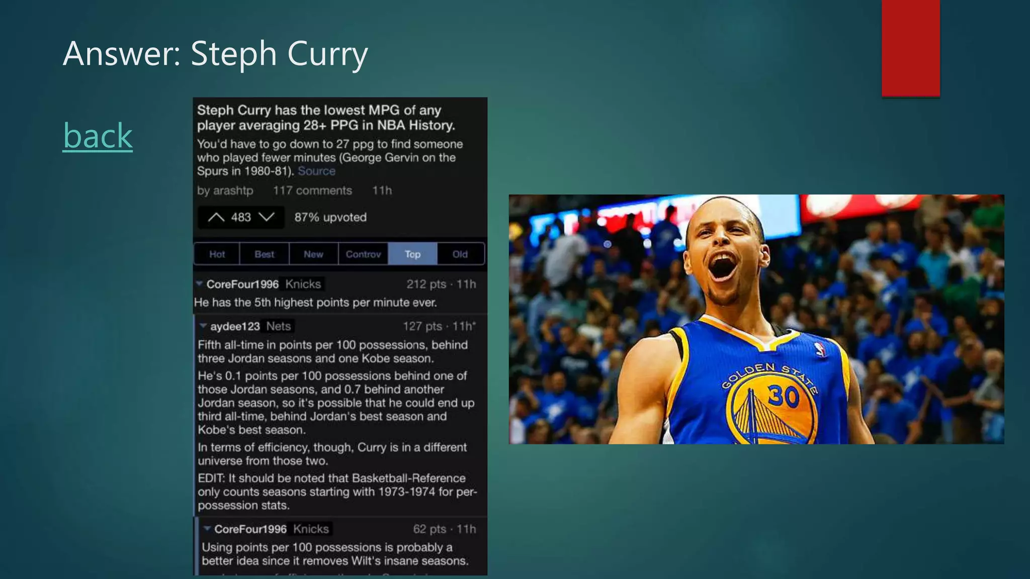 Answer: Steph Curry
back
 