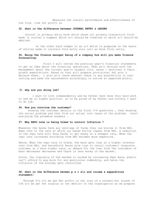 MBA Finance Interview questions | DOCX