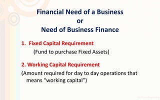 Business Financing - Sources of Finance 