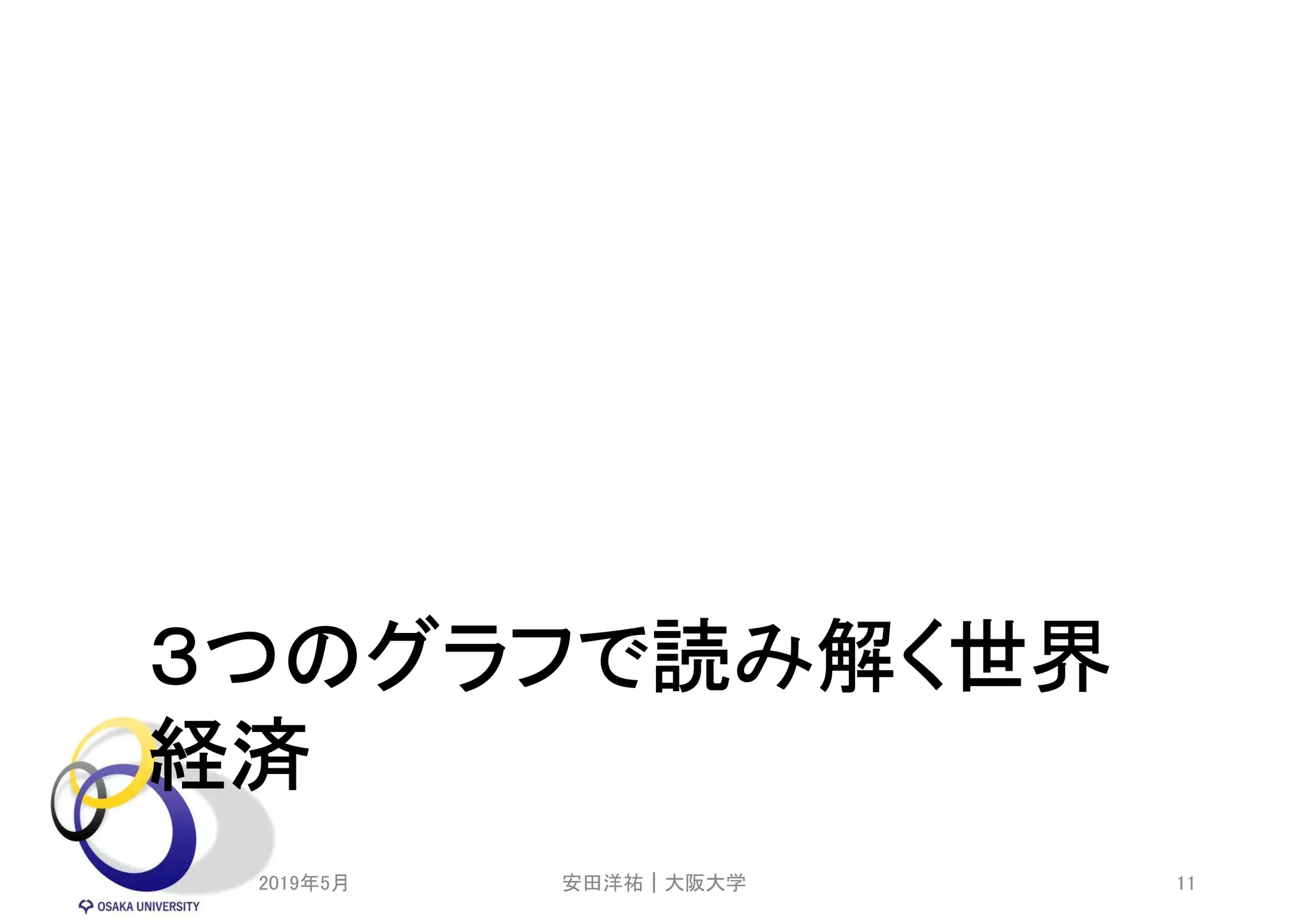 ３つのグラフで読み解く世界
経済
2019年5月 安田洋祐｜大阪大学 11
 