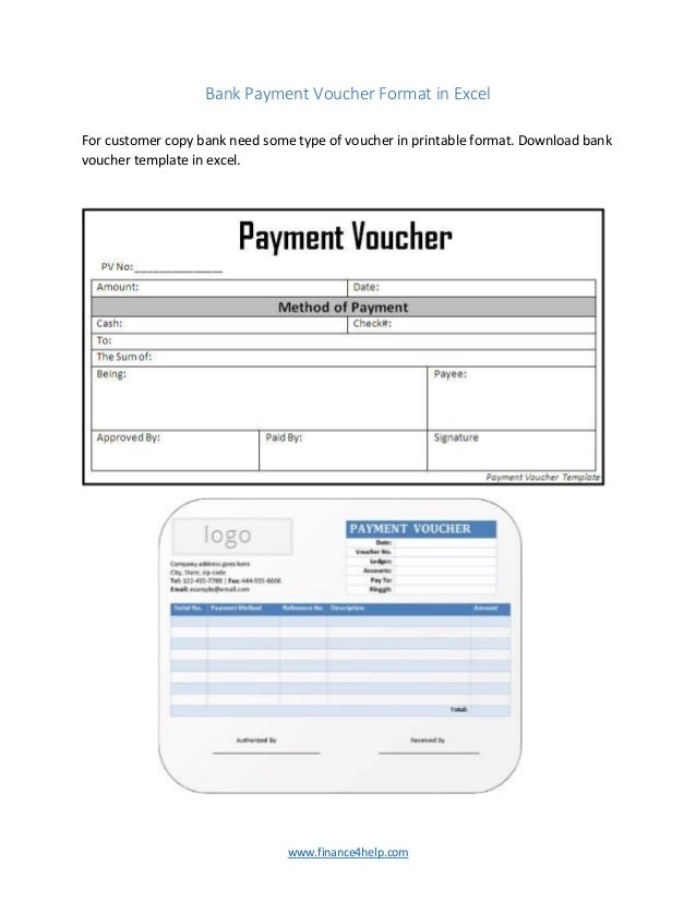 cash vouchers and bank deposit slips from finance4help bank voucher format