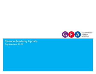 Finance Academy Update
September 2016
 