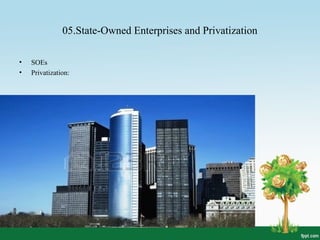 05.State-Owned Enterprises and Privatization
• SOEs
• Privatization:
 