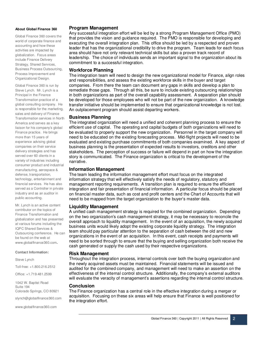 Finance as a Catalyst for a Successful Merger or Acquisition