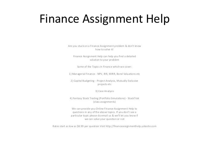 Finance assignment helper