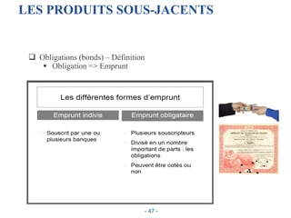 LES PRODUITS SOUS-JACENTS
 Obligations (bonds) – Définition
 Obligation => Emprunt
- 47 -
 