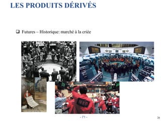 26
LES PRODUITS DÉRIVÉS
 Futures – Historique: marché à la criée
- 71 -
 