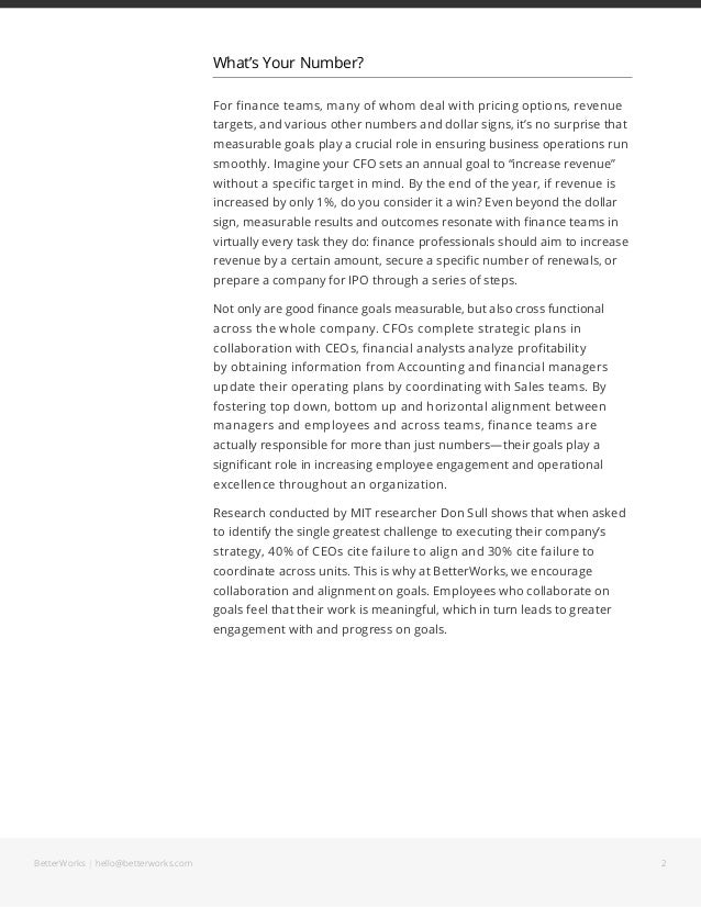 goals and objectives examples for work