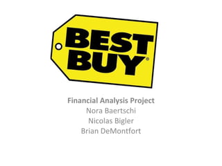 Financial Analysis Project Nora Baertschi Nicolas Bigler Brian DeMontfort 