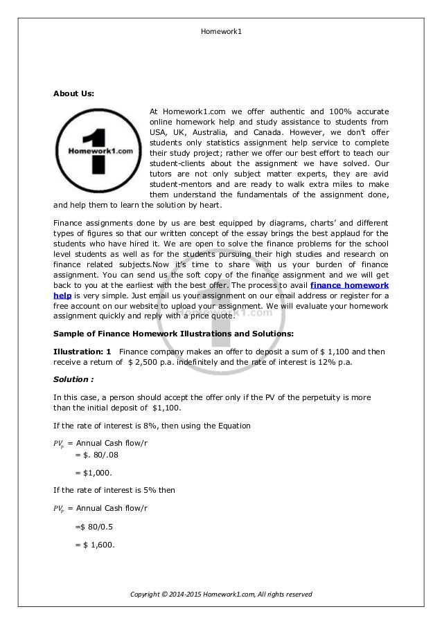 Free finance homework helper