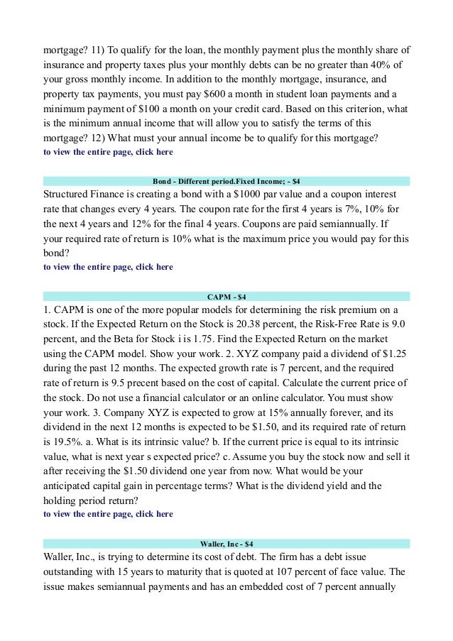 Finance homework help