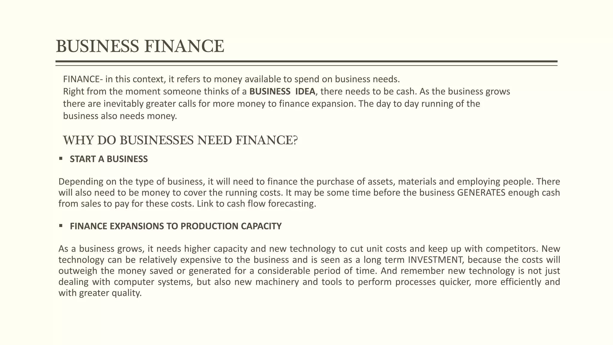 Finance in business- IGCSE NOTES | PPTX