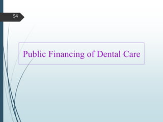 Public Financing of Dental Care
54
 