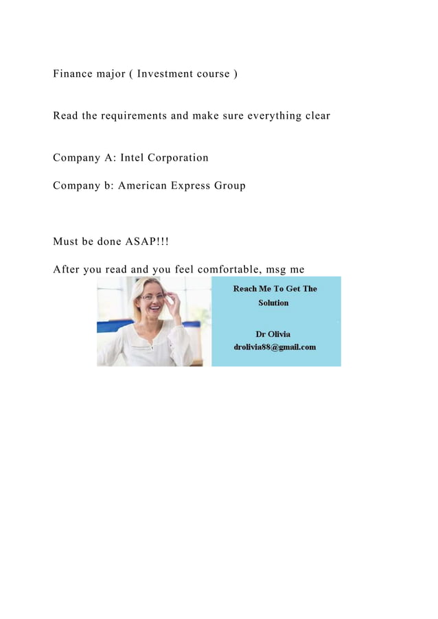 Finance major ( Investment course ) Read the requirements and .docx