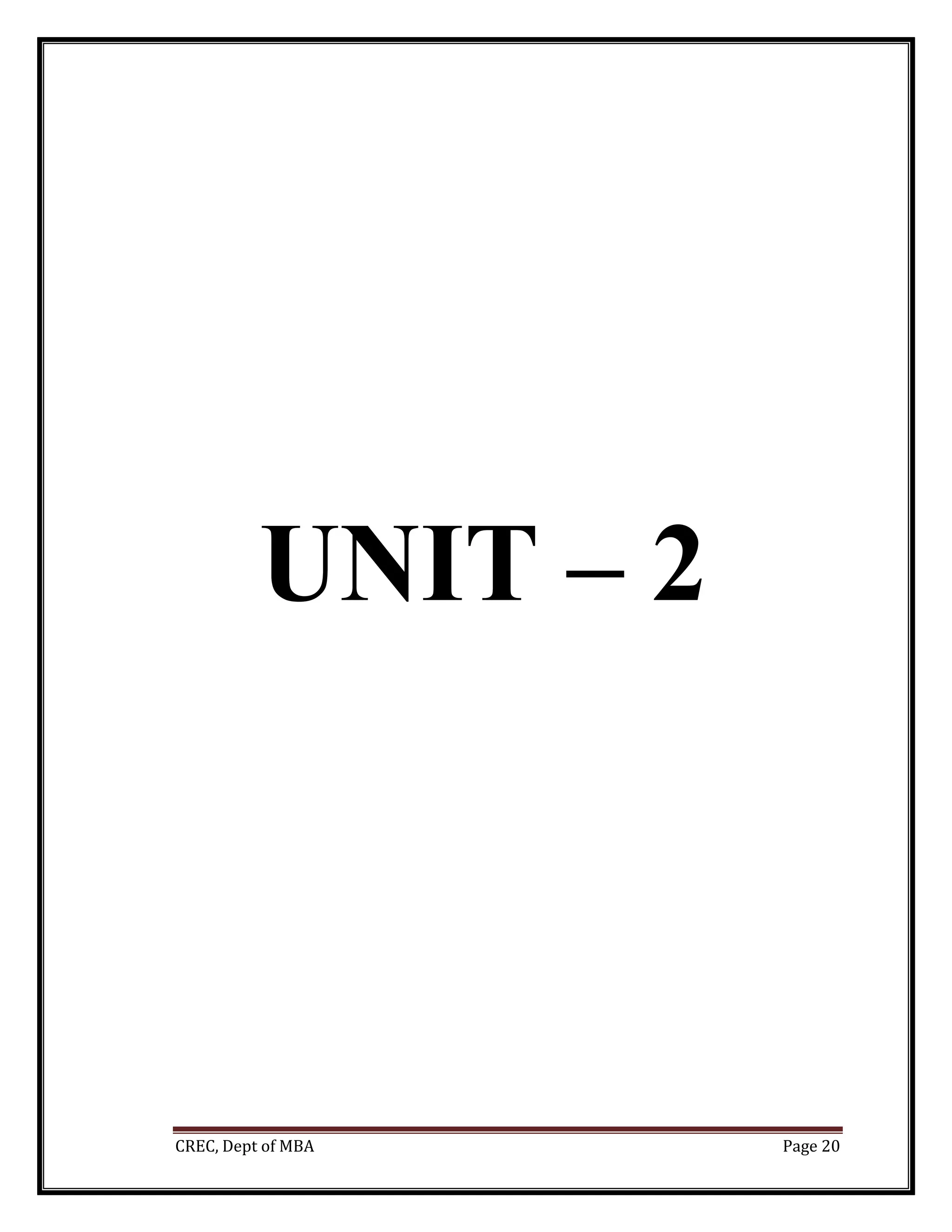 CREC, Dept of MBA Page 20
UNIT – 2
 