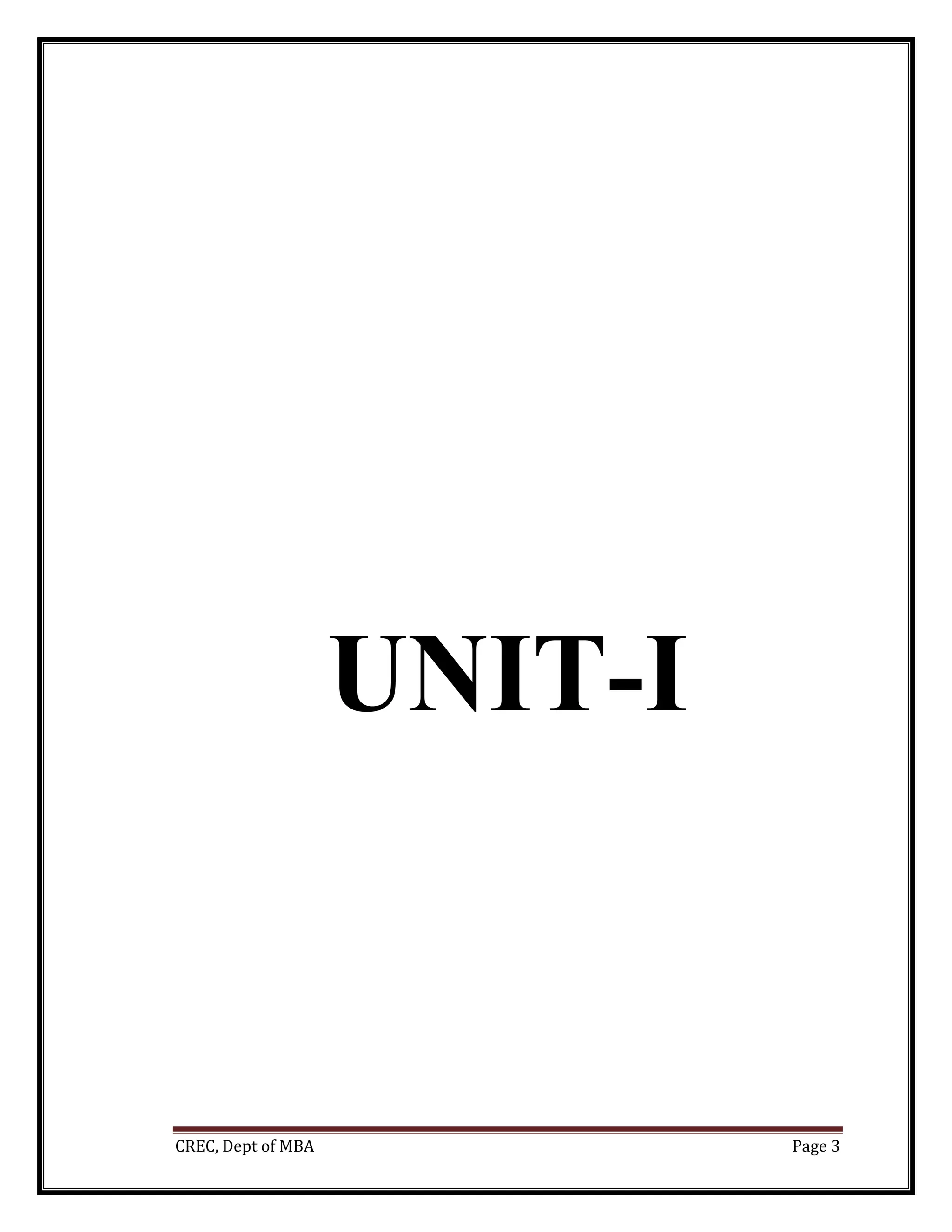 CREC, Dept of MBA Page 3
UNIT-I
 