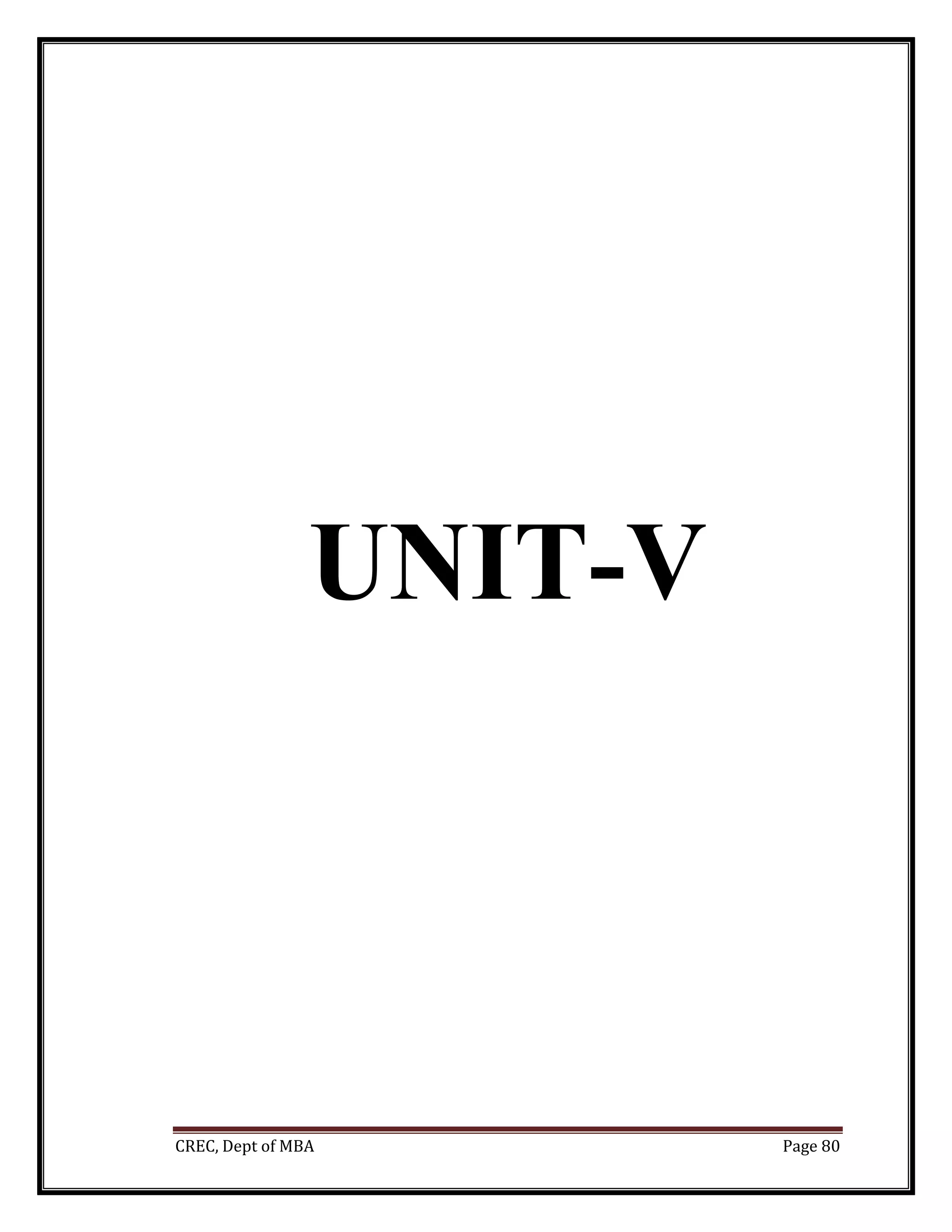 CREC, Dept of MBA Page 80
UNIT-V
 